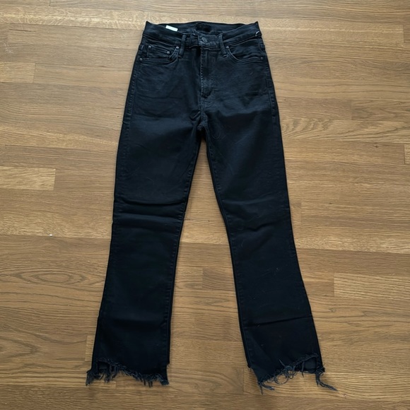 Mother jeans the insider black frayed crop bootcut jeans 27 - Picture 2 of 6
